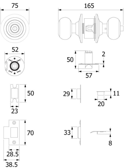 HG445-ENT2T ลูกบิดประตูสำหรับห้องทั่วไป TWO TONE SUS304