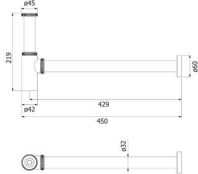 HLA09-LA109S ชุดท่อน้ำทิ้ง LA109S ท่อตรง ยาว 390 mm.
