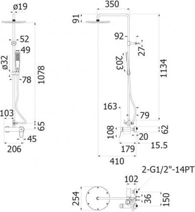 FJVHS-118BAS ฝักบัวก้านแข็ง7/8"หัวฝักบัวเดี่ยวผสมฝักบัวมือถือ