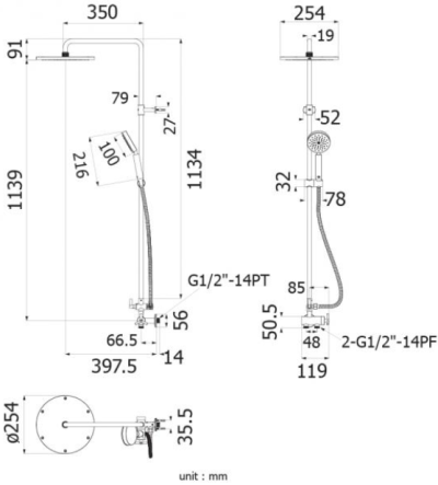 FJVHS-144QVS ชุดฝักบัวก้านแข็งสำหรับเครื่องทำน้ำอุ่น วาล์วเดี่ยว แบบติดผนัง พร้อมหัวฝักบัวขนาด 10 นิ้ว และฝักบัวมือถือขนาด 4 นิ้ว