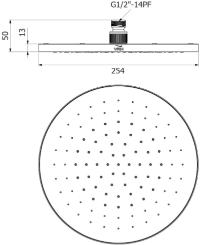 FJVHS-144ZAS หัวฝักบัวฉาก ขนาด 10"