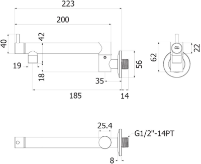 HFVSB-1120101 ก๊อกเดี่ยวอ่างซิงค์คอสวิงแบบติดผนัง ก้านปัด รุ่น LEX