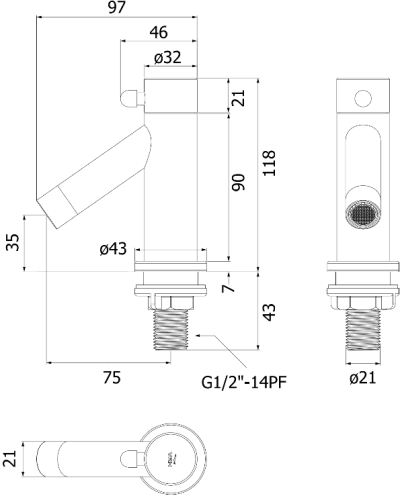 HFVSB-2000G4 ก๊อกเดี่ยวอ่างล้างหน้าแบบตั้งพื้น รุ่น POCKET