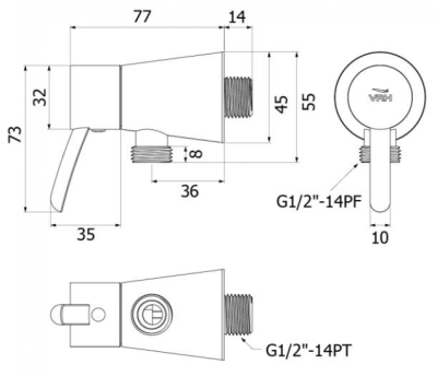 HFVSB-3120P1 ก๊อกเดี่ยวฝักบัว ติดผนัง (สาย) ก้านปัด รุ่น WIND