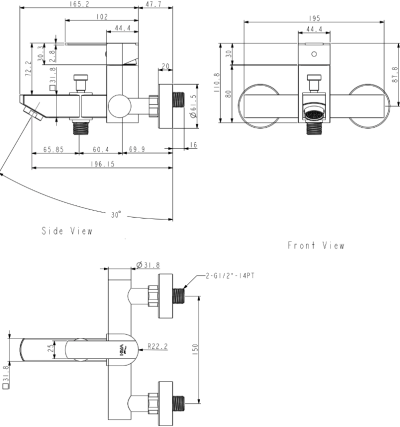HFVSP-412172 ก๊อกอ่างอาบน้ำแบบติดผนัง รุ่น FORTE