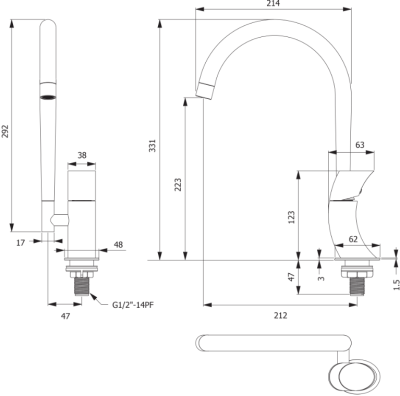 HFVSP-100081 ก๊อกเดี่ยวอ่างซิงตั้งพื้น รุ่น RADIAN