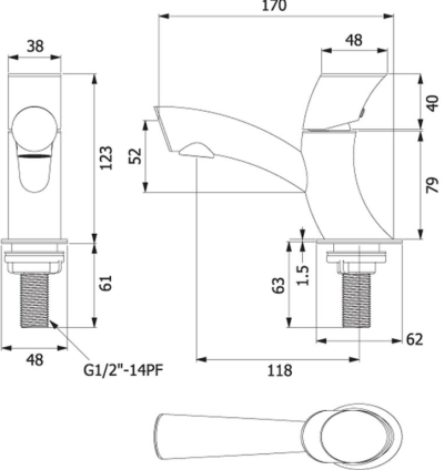HFVSP-200081 ก๊อกเดี่ยวอ่างล้างหน้าตั้งพื้น รุ่น RADIAN