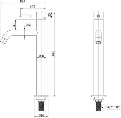 HFVSP-2000A6 ก๊อกอ่างล้างแบบเดี่ยวสูง340MM.ตั้งพื้นรุ่น MARATHON