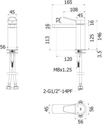 HFVSP-2001C1 ก๊อกผสมอ่างล้างหน้า แบบตั้งพื้น รุ่น CONTOUR