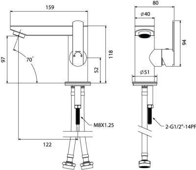 HFVSP-2001H5 ก๊อกอ่างล้างหน้าเดี่ยวผสมแบบตั้งพื้น รุ่น HYBRID
