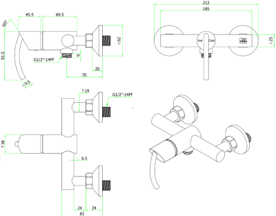 HFVSP-3121I1 ก๊อกฝักบัวติดผนังแบบเดี่ยว รุ่น NOVA