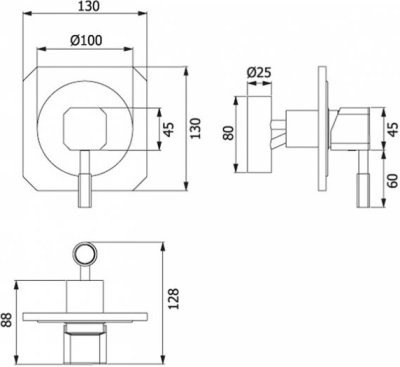 HFVSP-3130Q1 ก๊อกฝักบัวฝังผนังแบบเดี่ยว รุ่น HARMONY