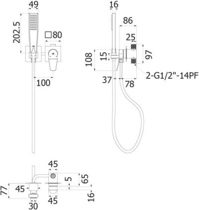HFVSP-3131C4 ก๊อกเดี่ยวผสมฝักบัวแบบฝังผนัง พร้อมฝักบัวมือถือ รุ่น CONTOUR