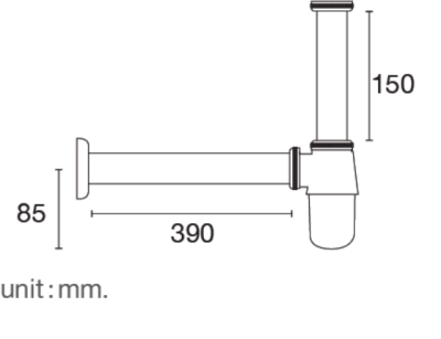 FAVHL-AD390S ท่อน้ำทิ้ง bottle trap สแตนเลส 201 ยาว 390 มม.