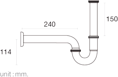 FAVHL-AP240S ท่อน้ำทิ้ง P-TRAP สแตนเลส 201 ยาว 240 มม.