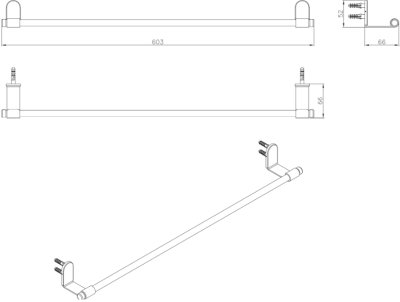 FBVHY-DC01BB ราวแขวนผ้าDC101 600MM.มีฝาครอบที่ขายึด รุ่น DURACON