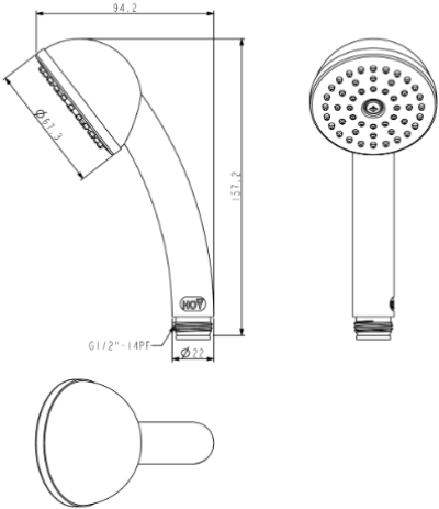 FJHOF-116ZEZ หัวฝักบัว สีขาว รุ่น JOLLY