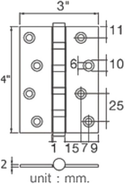 HQ448-000432 บานพับประตู ขนาด 4*3*2 มม.(แพ็ค 3 ชิ้น)