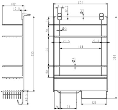 HWHOY-H109A ชั้นวางเอนกประสงค์ 3 ชั้น (มีตะขอแขวน)