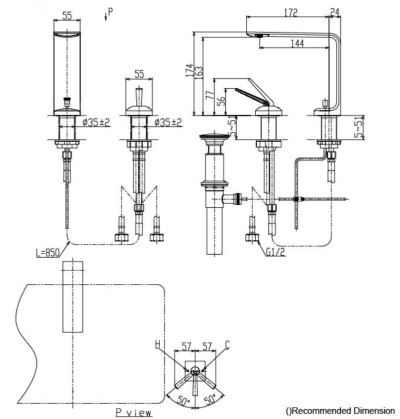 TLP02304T ก๊อกอ่างล้างหน้าแบบก้านโยกทรงสูง+สะดือ