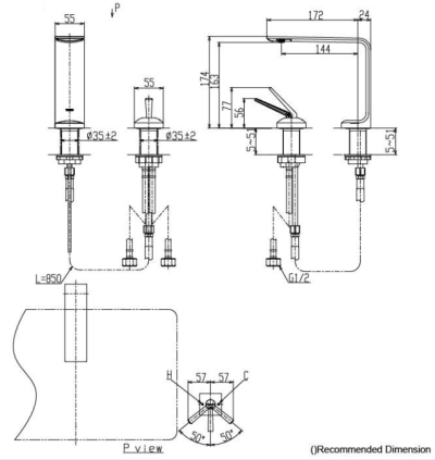 TLP02306T#PBR ก๊อกผสมอ่างล้างหน้าแบบก้านโยก ทรง Semi-tall ไม่รวมสะดือป๊อปอัพ