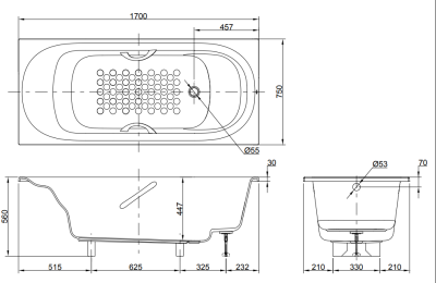 PPY1750PE อ่างอาบน้ำเพิร์ลอะคริลิค