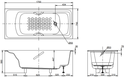 PPY1780HPE อ่างอาบน้ำเพิร์ลอะคริลิค แบบมีมือจับ