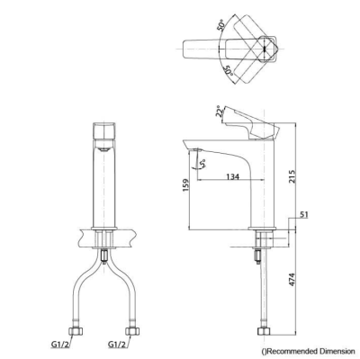 TLG07304T ก๊อกผสมอ่างล้างหน้าแบบก้านโยก ทรง Semi-tall พร้อมสะดือป๊อปอัพ