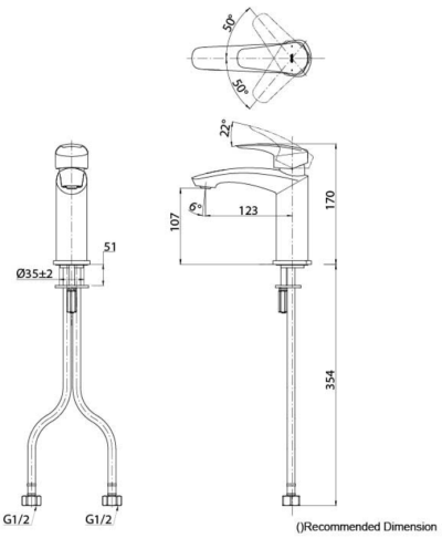 TLG09302T ก๊อกผสมอ่างล้างหน้าแบบก้านโยก ไม่รวมสะดือป๊อปอัพ