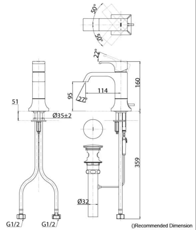 TLG08301T ก๊อกผสมอ่างล้างหน้าแบบก้านโยก พร้อมสะดือป๊อปอัพ