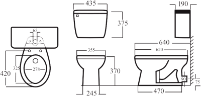 CR7151P-WT สุขภัณฑ์ แบบสองชิ้น 6 ลิตร