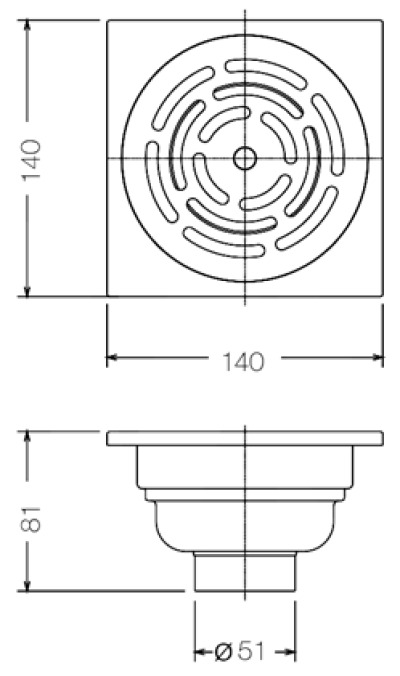 FD-5010 ตะแกรงกันกลิ่นกันแมลงสแตนเลส หน้าแปลน 5.5 นิ้ว