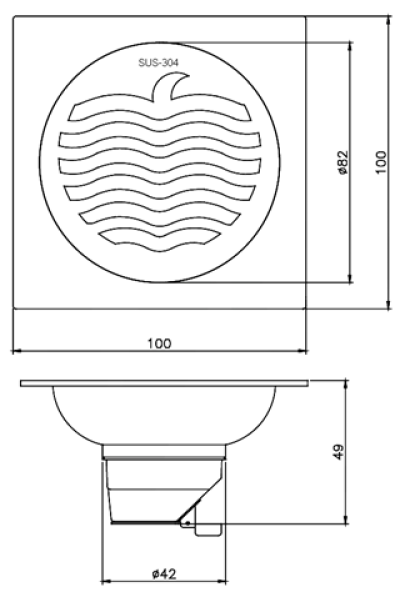 FD-4306 ตะแกรงกันกลิ่น กันแมลง (Floor Drain) สแตนเลส ขนาด 4 นิ้ว (ผิวแฮร์ไลน์) สำหรับท่อ PVC ขนาด 2 นิ้ว