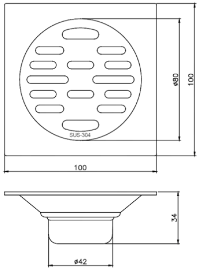 FD-4304 ตะแกรงกันกลิ่นกันแมลงสแตนเลส หน้าแปลน 4 นิ้ว