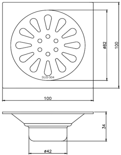 FD-4303 ตะแกรงกันกลิ่นกันแมลงสแตนเลส หน้าแปลน 4 นิ้ว