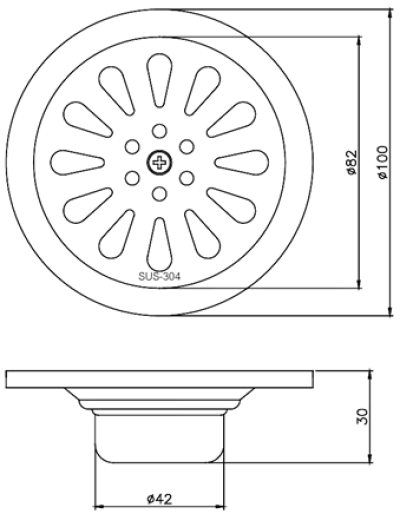 FD-4302 ตะแกรงกันกลิ่นกันแมลงสแตนเลส หน้าแปลน 4 นิ้ว