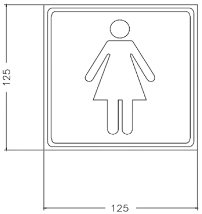 EM-002 ป้ายห้องน้ำหญิง ขนาด 125 x 125 มม.