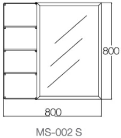MS-002S ชุดกระจกพร้อมชั้นวาง แบบสี่เหลี่ยม ขนาด 600*600*200 มม.
