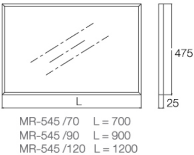 MR-545/120 กระจกติดในขอบสแตนเลส แบบพานอรามา ขนาด 450*1225 มม.