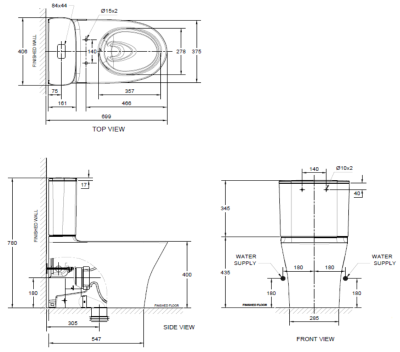 TF-2622SC-WT-0 (CL26225-6DACTCB) สุขภัณฑ์ แบบสองชิ้น 3/4.5 ลิตร รุ่น SIGNATURE