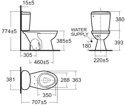 TF-2695MB4-WT-0 สุขภัณฑ์ แบบสองชิ้น 4.5 ลิตร รุ่น WINSTON II