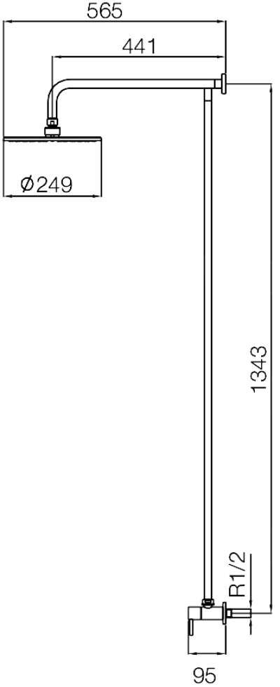 WS-7880P ชุดฝักบัวอาบน้ำ แบบก้านแข็ง คอ P (หัวฝักบัว 8 นิ้ว)