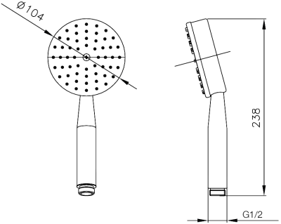WS-8141S ฝักบัวอาบน้ำ 4 นิ้ว (พร้อมสายสแตนเลส 1.5 ม.)