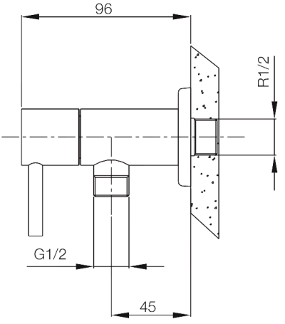 WS-0210 ก๊อกน้ำเย็นยืนอาบ แบบติดผนัง รุ่น MAE PING
