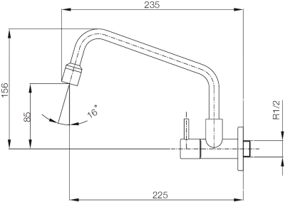 WS-0434 ก๊อกเดี่ยวอ่างล้างจาน แบบติดผนัง รุ่น YOM