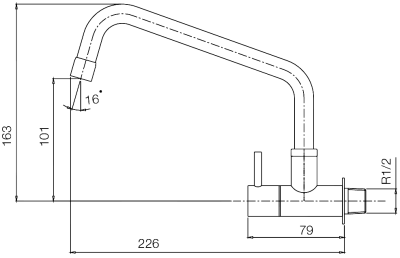 WS-0434P ก๊อกเดี่ยวอ่างล้างจาน แบบติดผนัง รุ่น TEENY