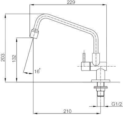 WS-0433 ก๊อกเดี่ยวอ่างล้างจาน แบบติดเคาน์เตอร์ รุ่น YOM