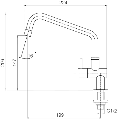 WS-0433P ก๊อกเดี่ยวอ่างล้างจาน แบบติดเคาน์เตอร์ รุ่น TEENY