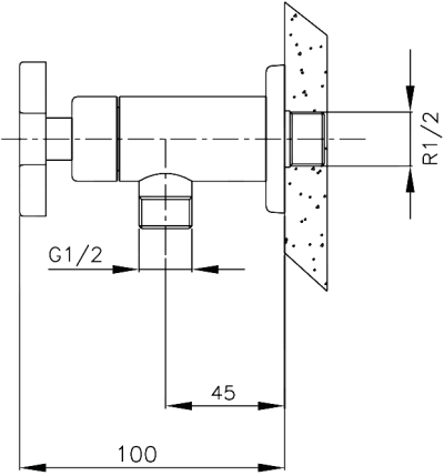WS-0810 ก๊อกน้ำเย็นยืนอาบ แบบติดผนัง รุ่น TRIO