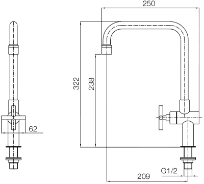 WS-1831L ก๊อกเดี่ยวอ่างล้างจาน แบบติดเคาน์เตอร์ รุ่น PLUS